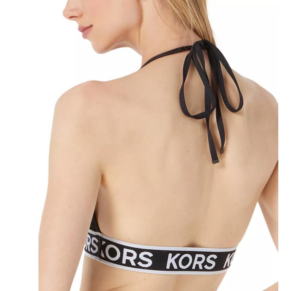 Michael Michael Kors Women's Logo Elastic String Top Swimsuit SIZE L 11789 - Picture 2 of 2